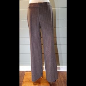 Brown Pinstriped Wool Dress Pants